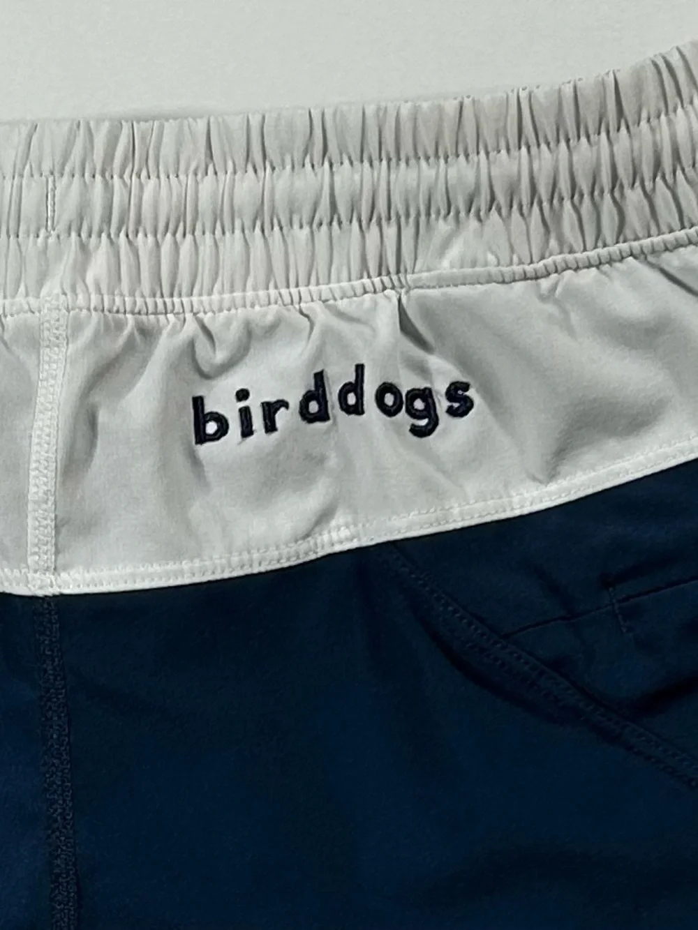Men’s Birddogs swim trunks navy blue and white size small lined